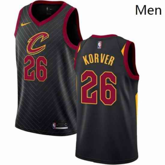 Mens Nike Cleveland Cavaliers 26 Kyle Korver Swingman Black Alternate NBA Jersey Statement Edition